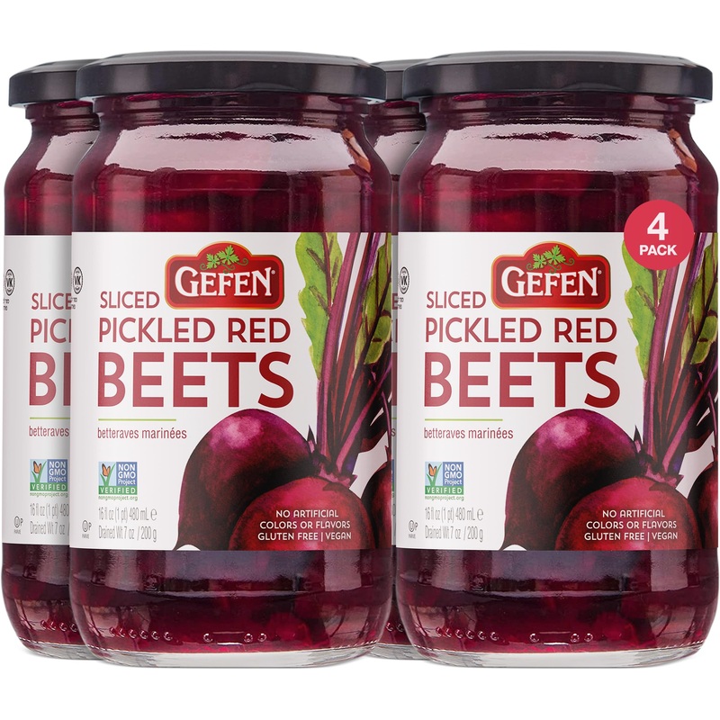 Gefen Sliced Pickled Beets, 16Oz (4 Pack) | Sweet & Tangy, Great Salad Topper, Non Gmo, Certified Kosher (Including Passover)
