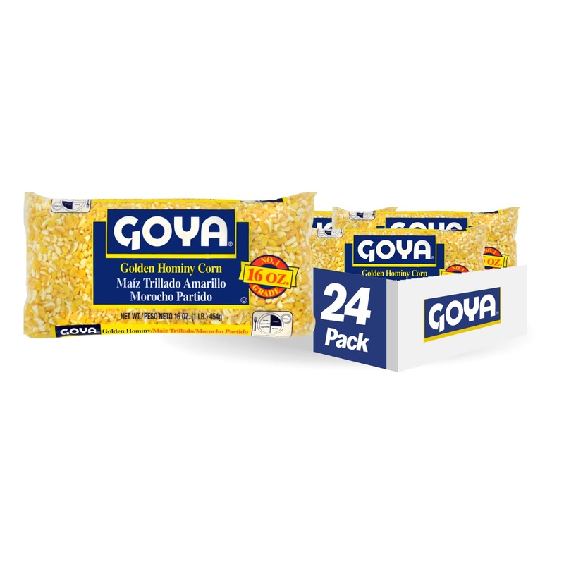 Goya Foods Golden Hominy Corn, Dry, 16 Ounce (Pack Of 24), (2498)
