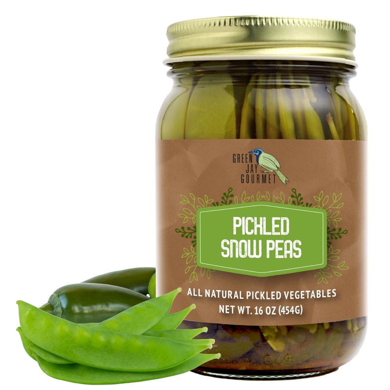 Green Jay Gourmet Pickled Snow Peas In A Jar – Fresh Hand Jarred Vegetables For Cooking & Pantry – Home Grown Pre-Prepared Pickl