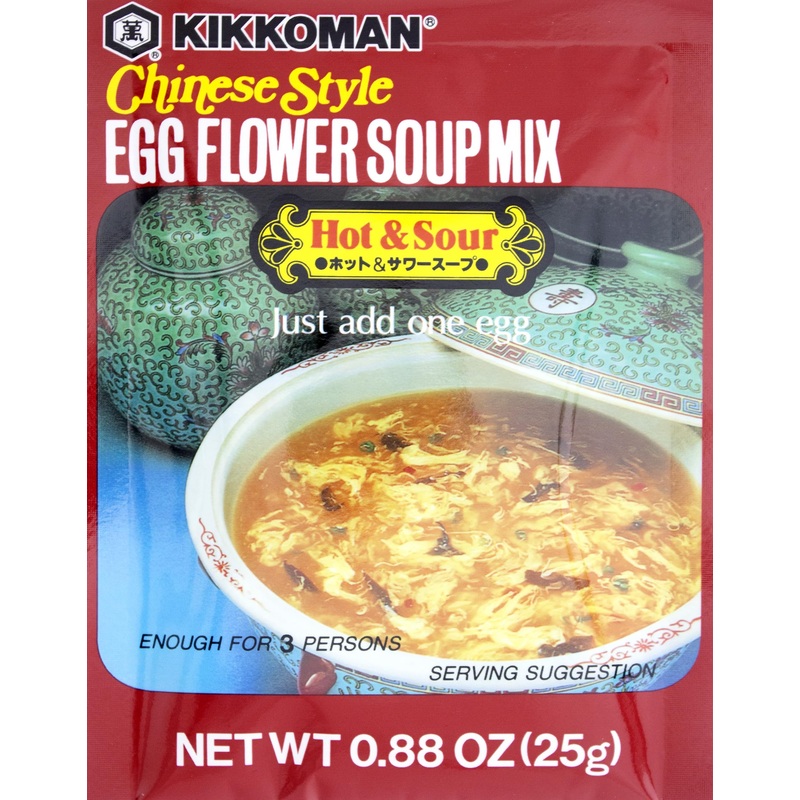 Kikkoman Hot and Sour Egg Flower Soup Mix, 0.88 oz (Pack of 12) – Authentic Flavor for Quick Meals