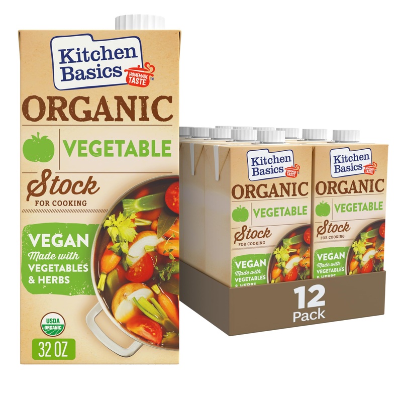Kitchen Basics Organic Vegetable Stock, 32 Oz (Pack Of 12) | No Artificial Flavors, Vegan, Gluten Free |