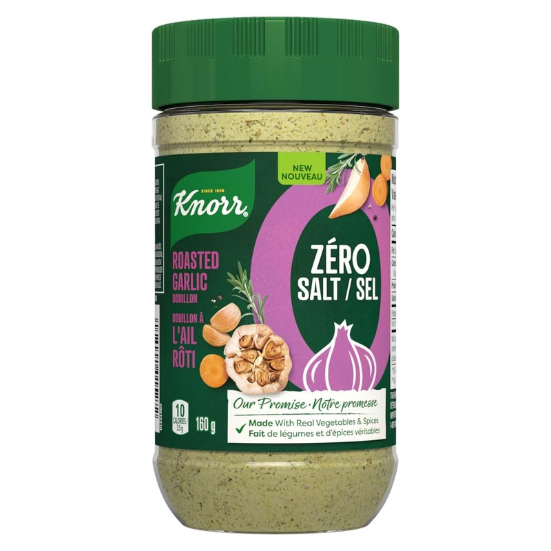 Knorr Zero Salt Roasted Garlic Bouillon, 160G/5.6 Oz, Imported From Canada)