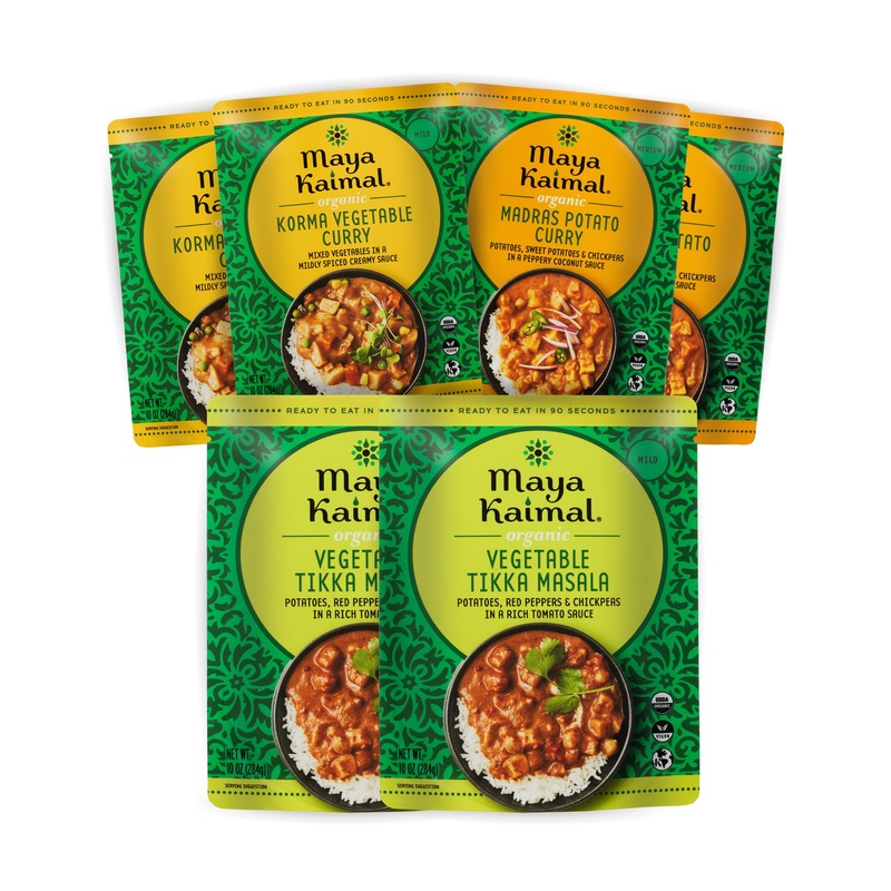 Maya Kaimal Organic Indian Vegetable Curry Variety | Microwaveable, Ready To Eat, Fully Cooked | Vegan | Organic | Kosher