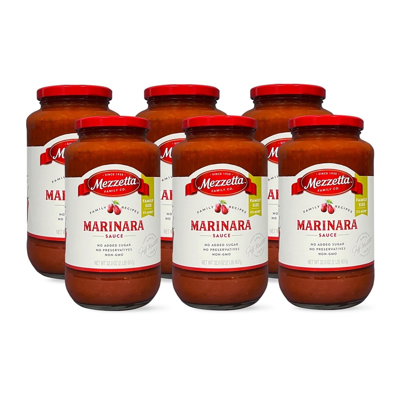 Mezzetta Family Recipes Marinara Sauce, Family Size | Vegan, Non-Gmo, Gluten Free, Keto | 32 Ounce Jar (Pack Of 6)