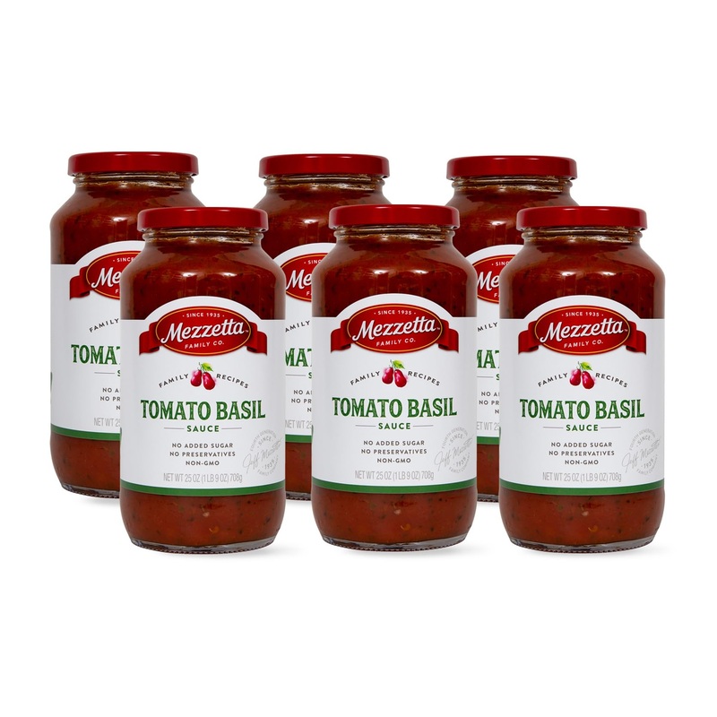 Mezzetta Family Recipes Tomato Basil Sauce | Non-Gmo, Gluten Free, Keto, Vegan, No Preservatives | 25 Ounce Jar (Pack Of 6)
