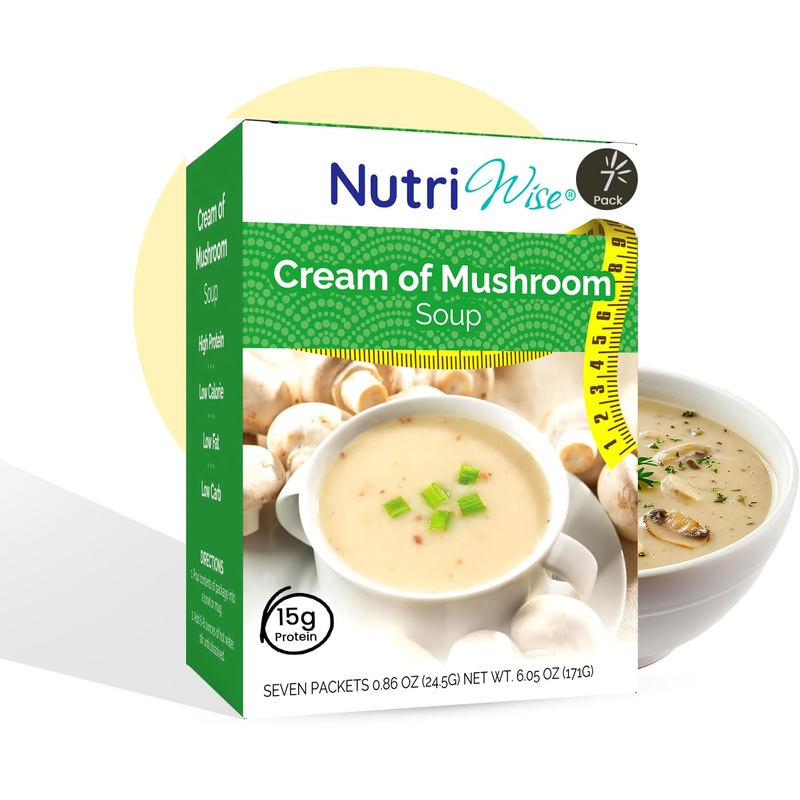 Nutriwise High Protein Soup | Cream Of Mushroom | 15G Protein, Low Calorie, Low Carb, Low Fat, Low Sugar | Gluten Free Diet For