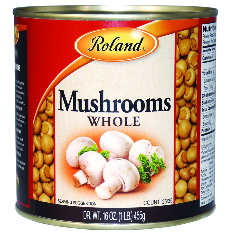 Roland Foods Whole Medium Large Button Mushrooms, Specialty Imported Food, 16 Ounce Can, Pack Of 4