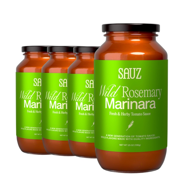 Sauz Wild Rosemary Marinara Sauce, 25 Oz Jar (4-Pack), Gluten-Free, Non-Gmo, Bold Flavor, Multi-Use Made With Clean Ingredients