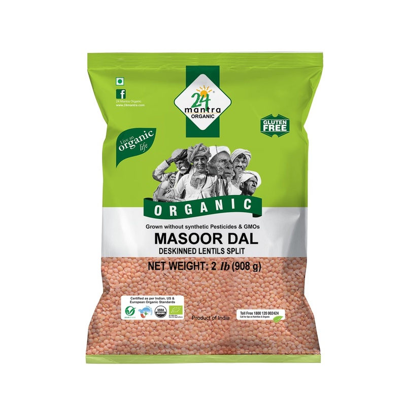 24 Mantara 24 Mantra Organic Masoor Dal – 2 Lb,, 2 Pound