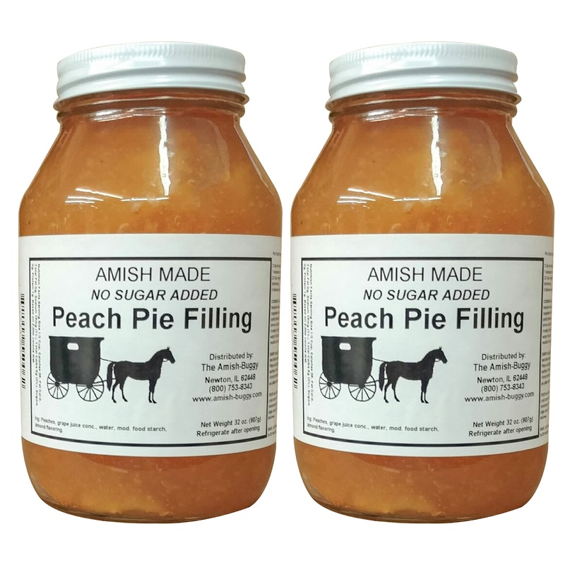 Amish Pie Filling No Sugar Added Peach- Two 32 Oz Jars