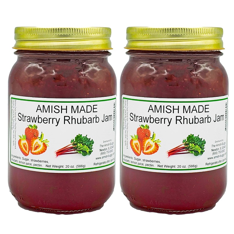 Amish Strawberry Rhubarb Jam – Two 16 Oz Jars