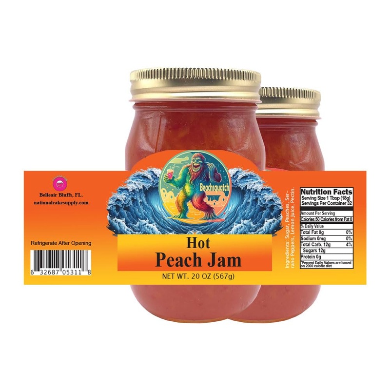 Beachsquatch Hot Peach Jam, 20 Ounce Jar – 2 Pack