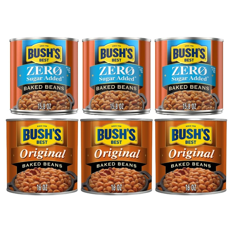 Bush’S Best Baked Beans, Variety Pack, Zero Sugar Baked Beans (16Oz), & Original Baked Beans (16Oz) (3 Of Each)
