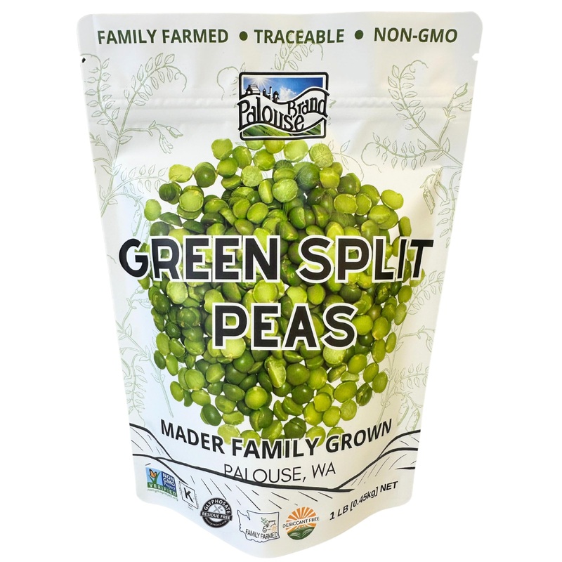 Certified Glyphosate Residue Free Green Split Peas | Non-Gmo Project Verified | 1 Lb Pouch | 100% Non-Irradiated | Kosher Parve