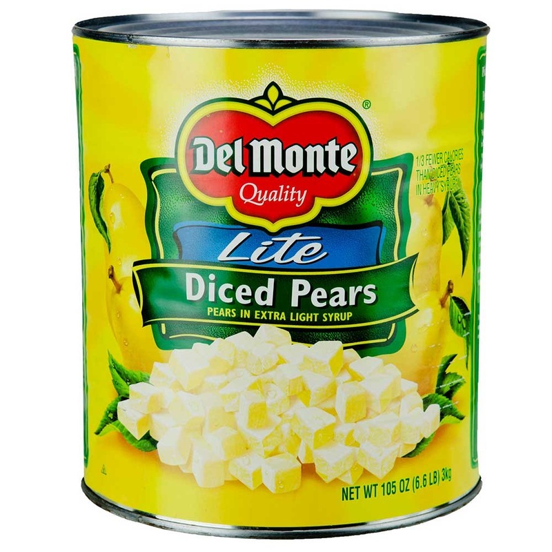 Delmonte Lite Diced Pears In Extra Light Syrup, 105 Ounce Can — 6 Per Case.