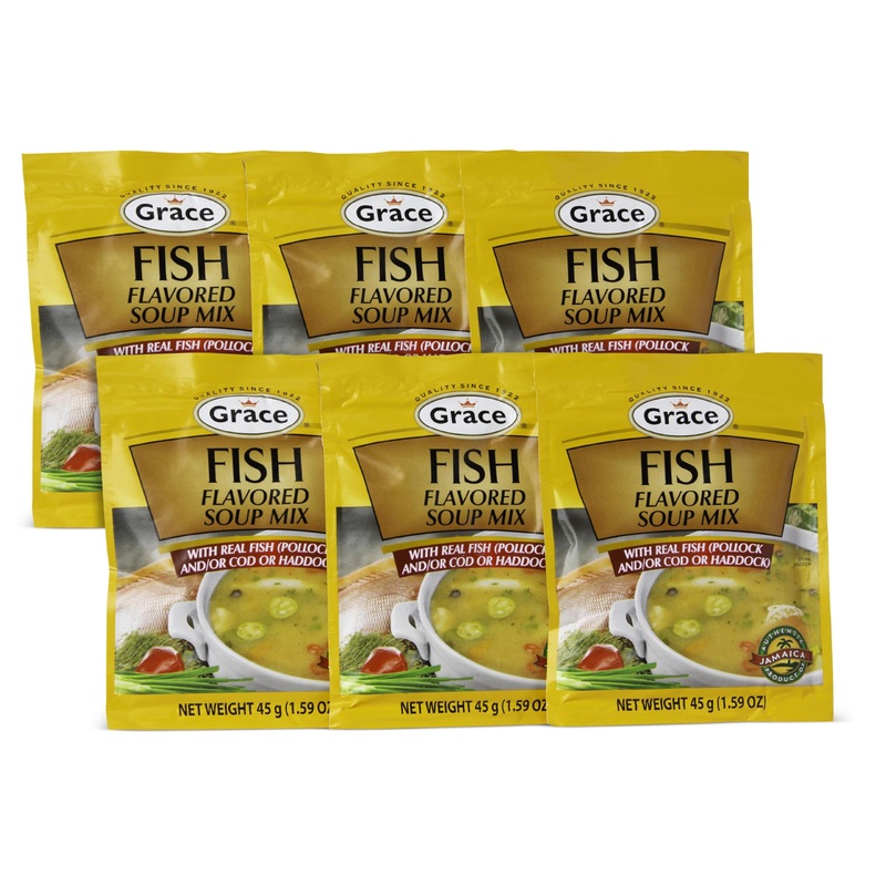 Grace Fish Flavored Soup Mix 1.59Oz – Pack Of 6 – Authentic Jamaican Tea Soup Mix Made With Cod, Haddock & Pollock – Caribbean S