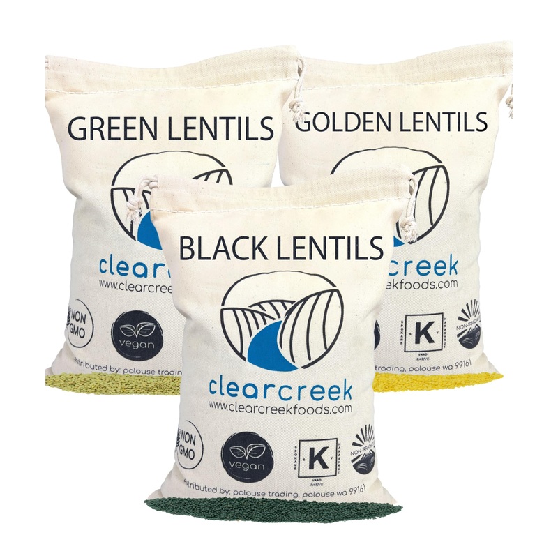 Green Lentils | Black Beluga Lentils | Golden Lentils | 12 Lbs Total | Non-Gmo | 100% Non Irradiated | Kosher | Usa Grown | Vega