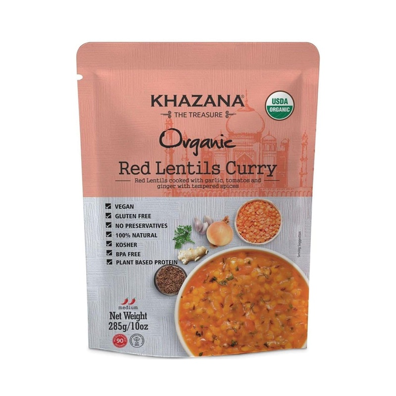 Khazana Organic Ready To Eat Meals – Red Lentils Curry (Pack Of 1, 10Oz Pouches) – Non-Gmo, Vegan, Gluten Free & Kosher – Authen