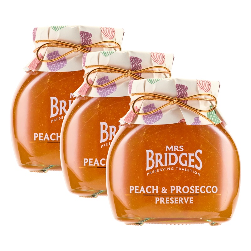 Mrs Bridges Peach & Prosecco Preserve, Made In Scotland, 12Oz Jar (Pack Of 3)