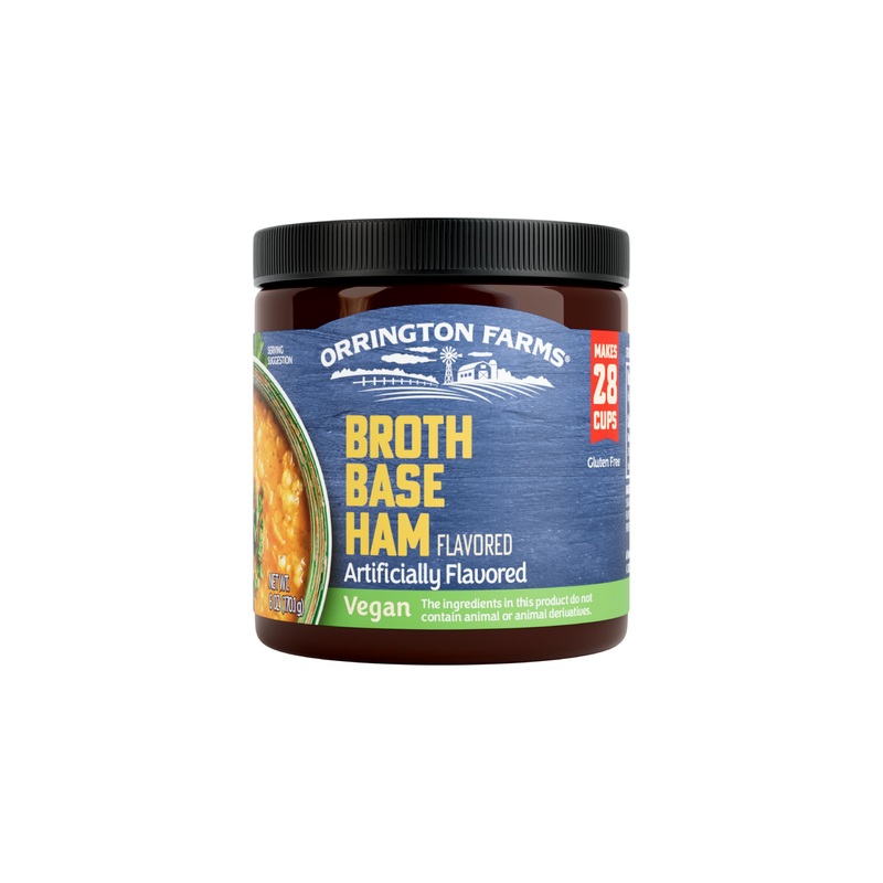 Orrington Farms Vegan Ham Flavored Broth Base, 6 oz – Plant-Based Flavoring for Soups and Dishes, Pack of 1
