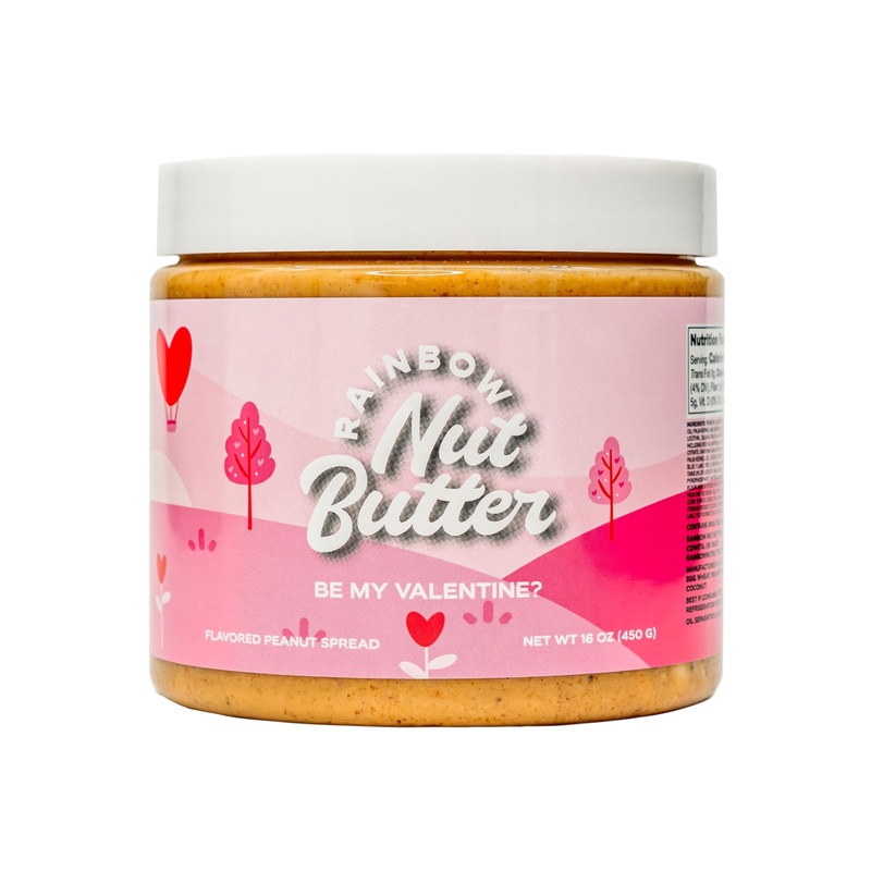 Rainbow Nut Butter, Be My Valentine Peanut Butter, Spread, Treat, Snack, Dessert, High Protein Flavored Nut Butter, (16 Oz Jar).