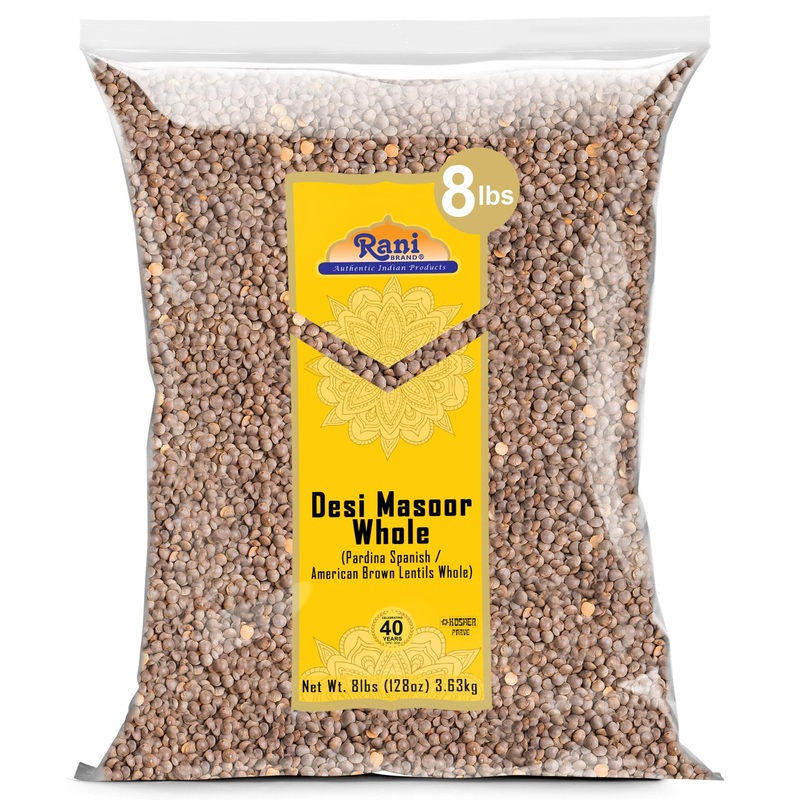 Rani Desi Masoor (Masur) Whole 128Oz (8Lbs) 3.63Kg (Aka. Pardina Spanish/American Brown Lentils Whole) Bulk ~ All Natural | Vega