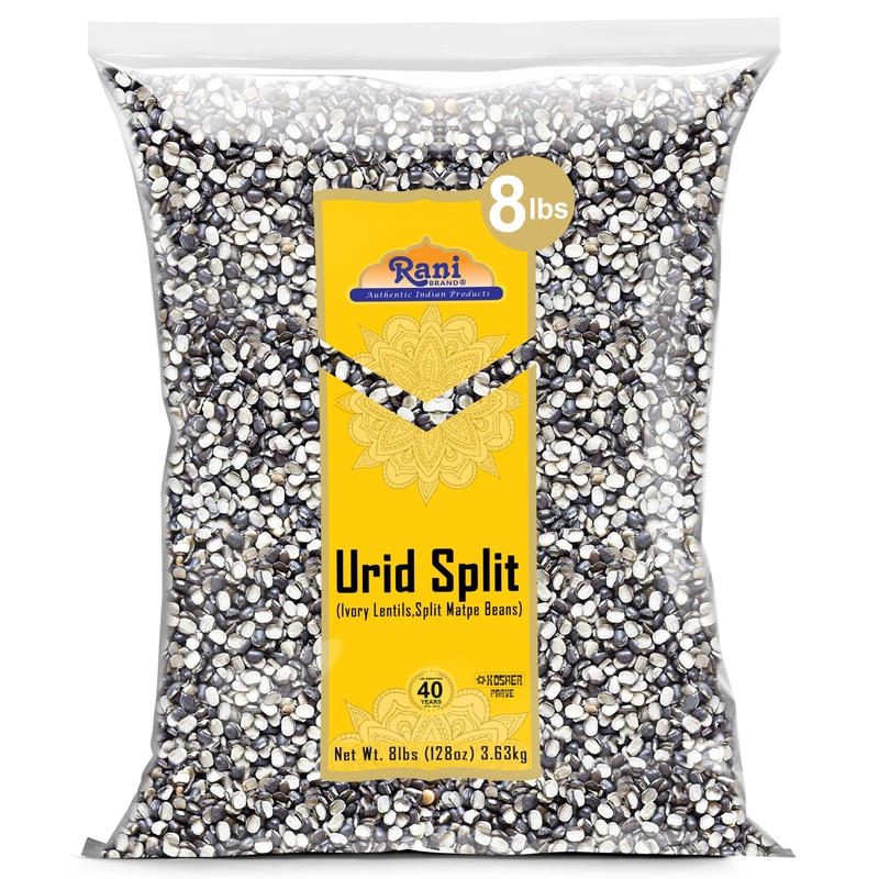 Rani Urid/Urad Split Chilka (Split Matpe Beans With Skin) Indian Lentils 128Oz (8Lbs) 3.63Kg Bulk ~ All Natural | Gluten Friendl
