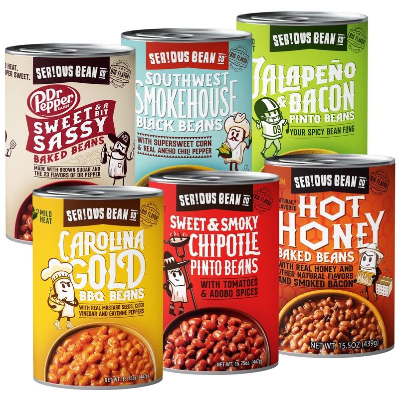 Serious Bean Co Ultimate Variety 6-Pack Fully Cooked And Ready To Serve Canned Beans: Hot Honey Baked Beans, Southwest Smokehous