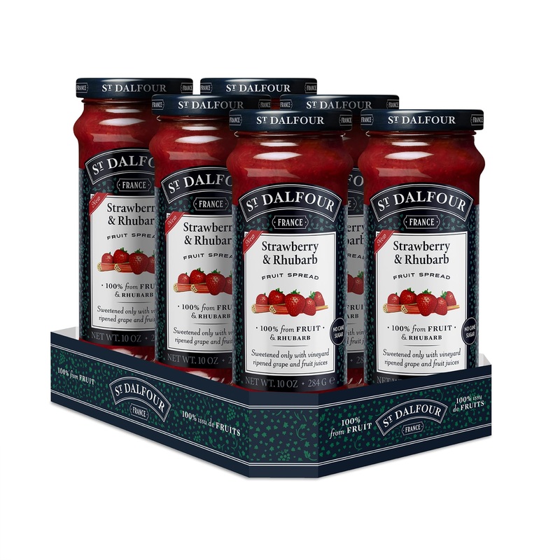 St. Dalfour Strawberry & Rhubarb Fruit Spread – 10Oz – 100% From Fruit & Rhubarb, No Artificial Ingredients, Non-Gmo, No Cane Su