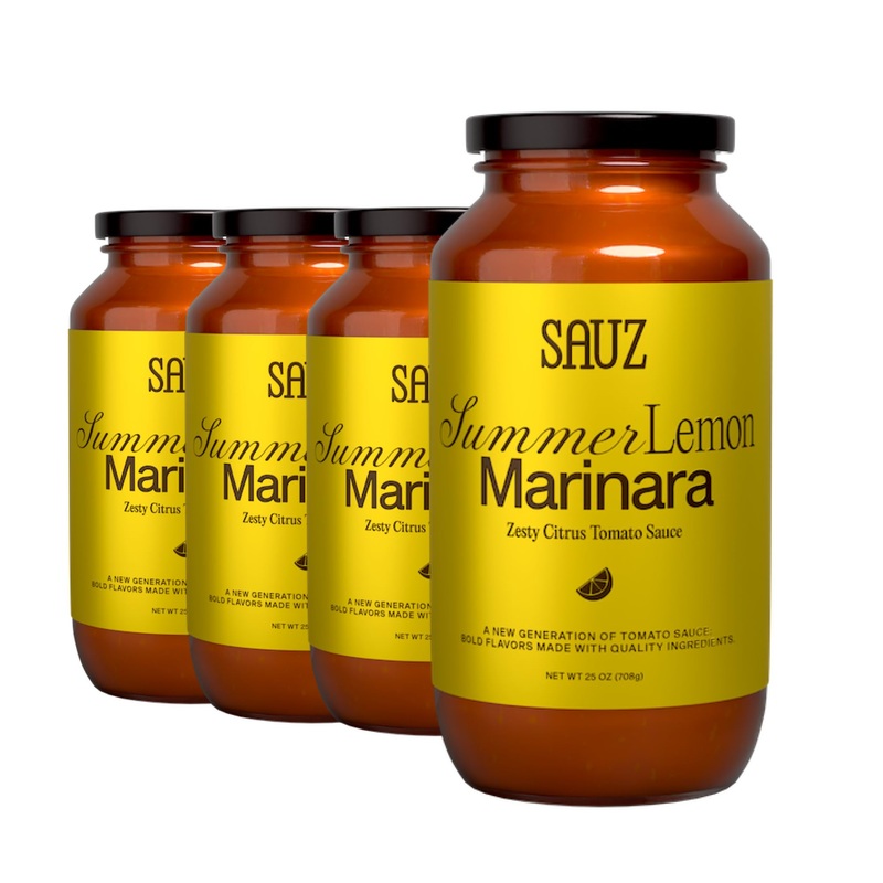 Summer Lemon Marinara Pasta Sauce, 25 Oz Jar (4-Pack), Fresh Citrus Zest, Gluten-Free, Non-Gmo, Multi-Use Tomato Sauce With Clea