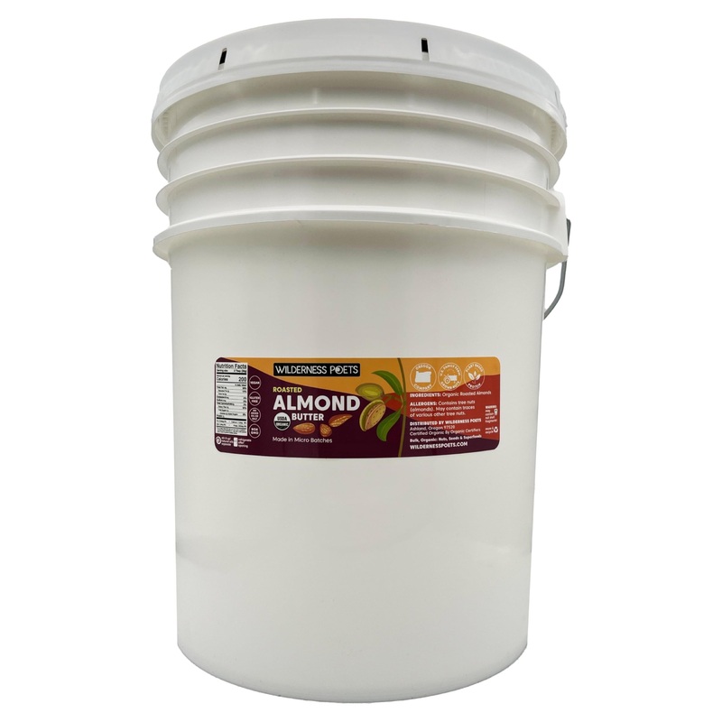 Wilderness Poets, Roasted Almond Butter – Organic, Smooth, Creamy, No Salt, Unsweetened Nut Butter – Bulk Size (40 Pound – 5 Gal
