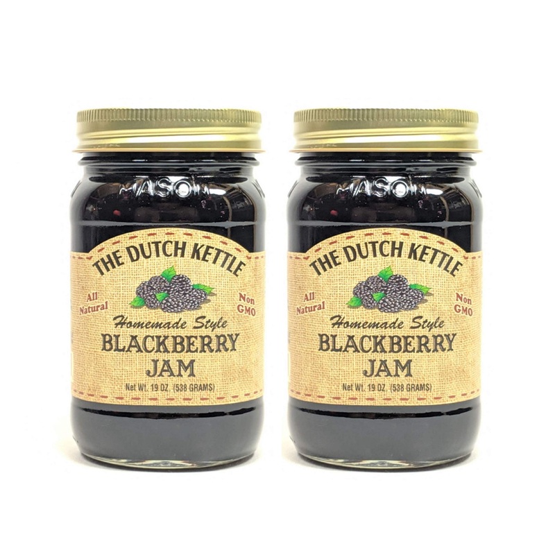 Amish Homemade Style Blackberry Jam Seeded 2-19 Ounce Jars All Natural Non-Gmo No Preservatives