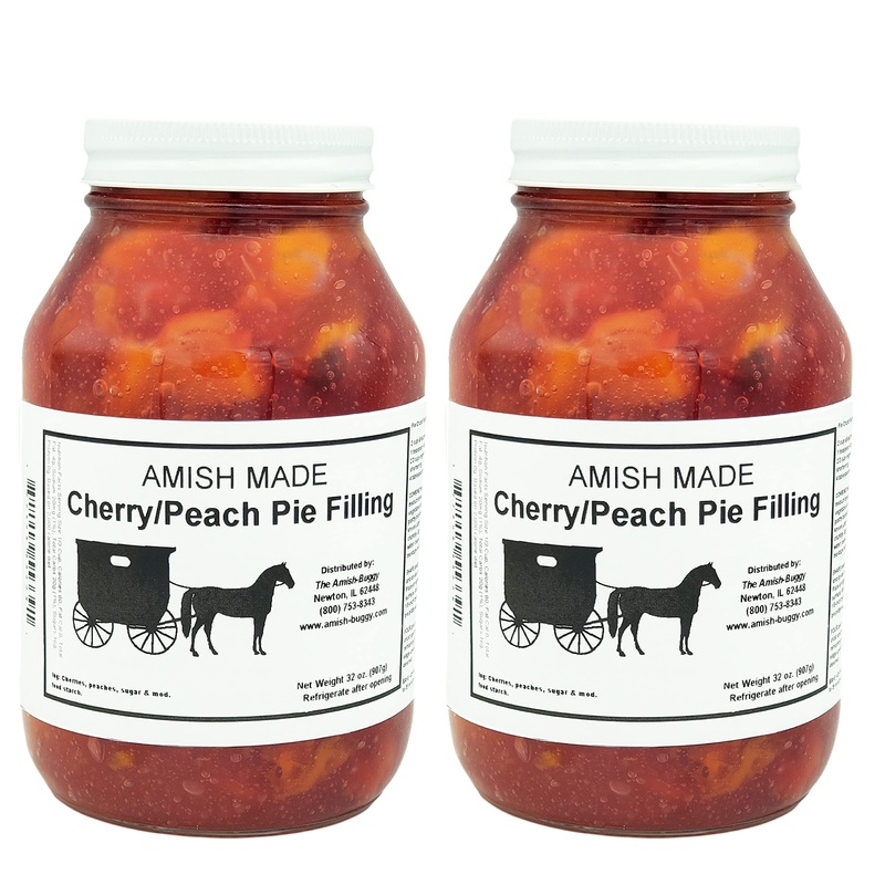 Amish Pie Filling And Topping – (Two – 32 Oz Jars) (Cherry Peach)