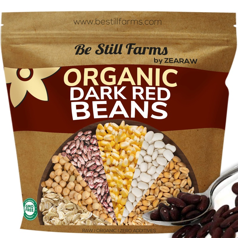 Be Still Farms Organic Dark Red Kidney Beans (4,8Lb) – No Salt Bean Bulk Sproutable – Ideal For Soup, Salad, Nachos – High In Pr