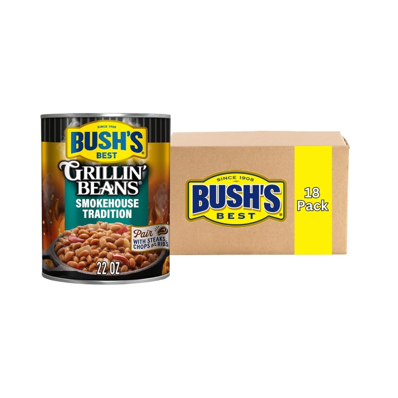 Bush’S Best, Grillin’ Beans – Smokehouse Tradition, 22 Oz (Pack Of 18)