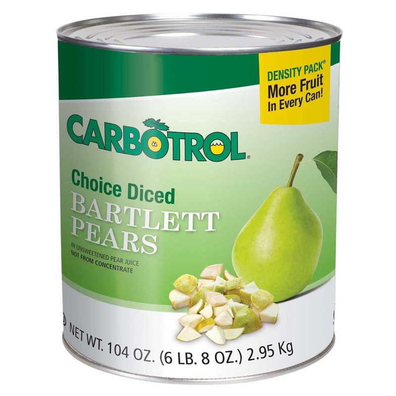 Carbotrol #10 Juice Packed Canned Fruit, Diced Pears (6-104Oz Cans Per Case)