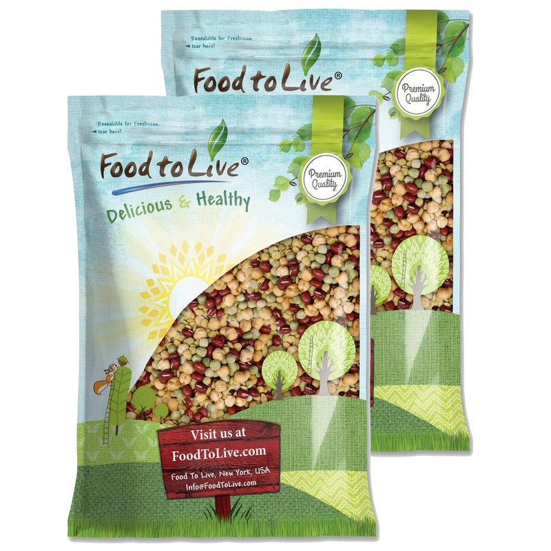 Crunchy Mix Of Sprouting Bean Seeds, 20 Pounds – Green Peas, Adzuki, Lentils, Garbanzo, Kosher, Raw
