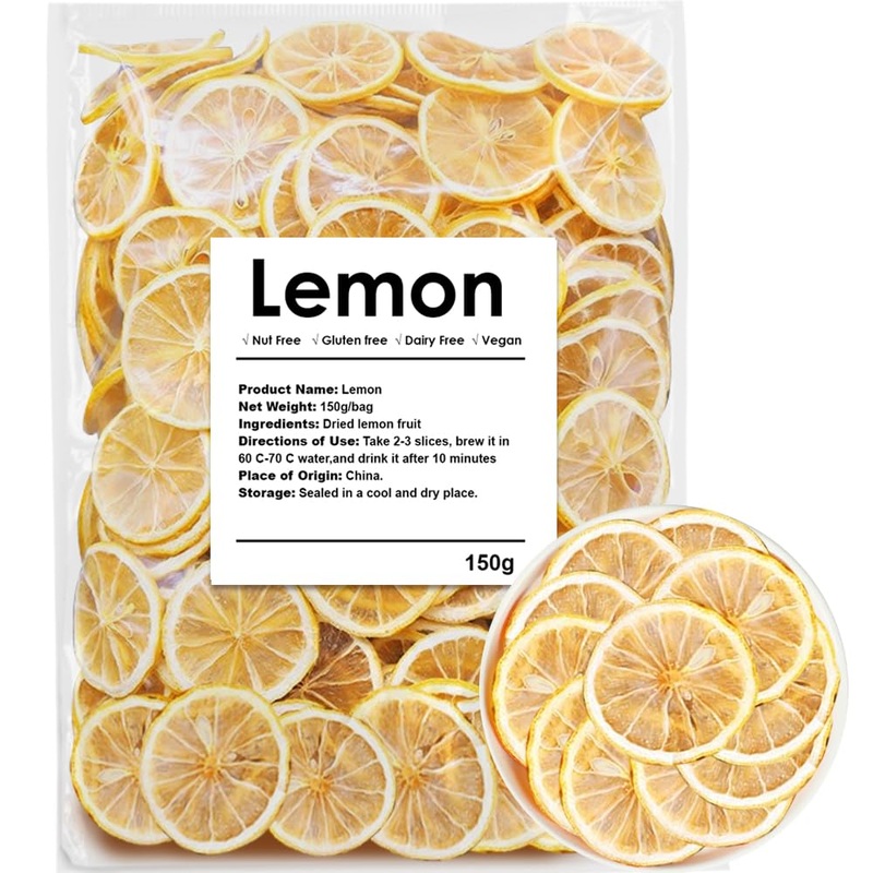 Dehydrated Dry Lemon For Cocktails, Dried Lemon 5.3Oz/150G, 100% Natural & No Additives, No Sugar Added (5.3 Oz)