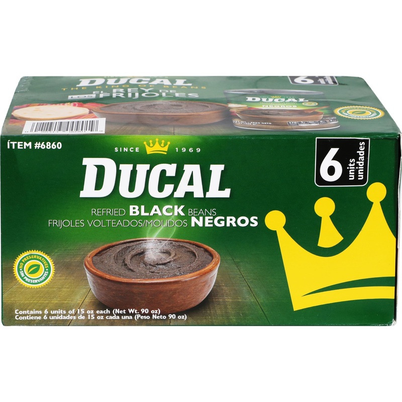 Ducal Instant Vegetarian Black Refried Beans 15Oz (Pack Of 6) | Gluten & Cholesterol Free, Excellent Source Of Protein & Iron, R