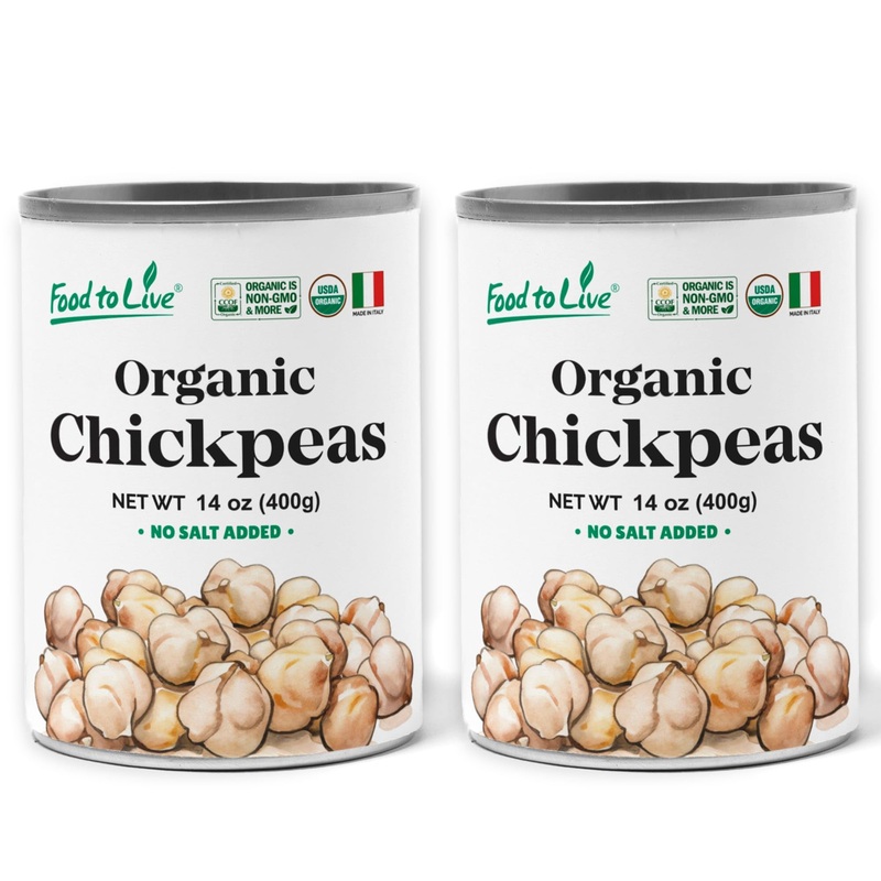 Food To Live Organic Canned Chickpeas, 14 Oz (Pack Of 2) – Unsalted Non-Gmo Garbanzo Beans. Vegan. Good Source Of Fiber And Prot