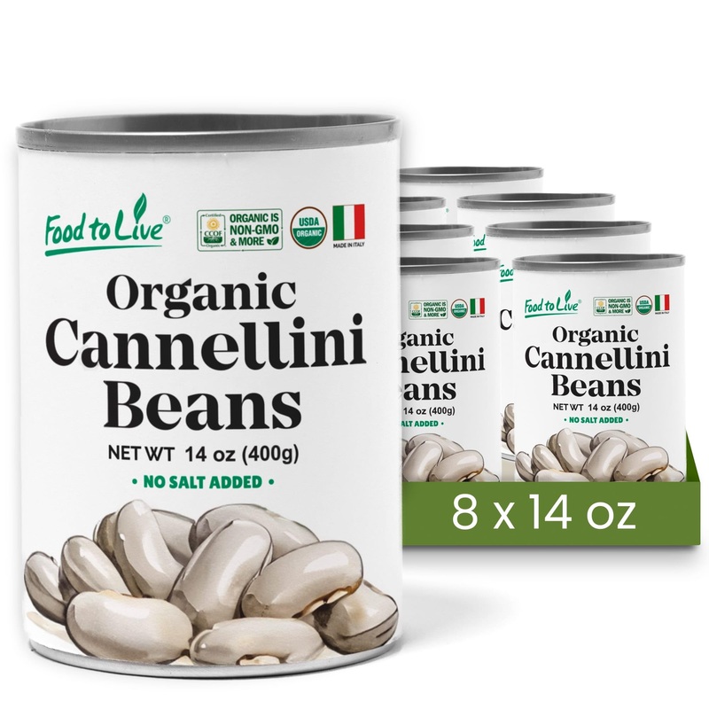 Food To Live Organic Italian Canned Cannellini Beans, 14 Oz (Pack Of 8) – Unsalted Non-Gmo White Kidney Beans. Good Source Of Fi