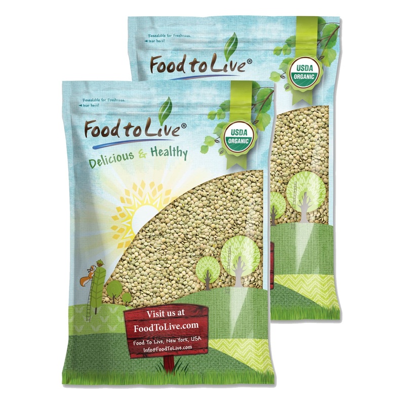 Food To Live Organic Whole Green Lentils, 20 Pounds – Non-Gmo, Dried Raw Beans, Sproutable, Vegan, Kosher, High In Folate, Dieta