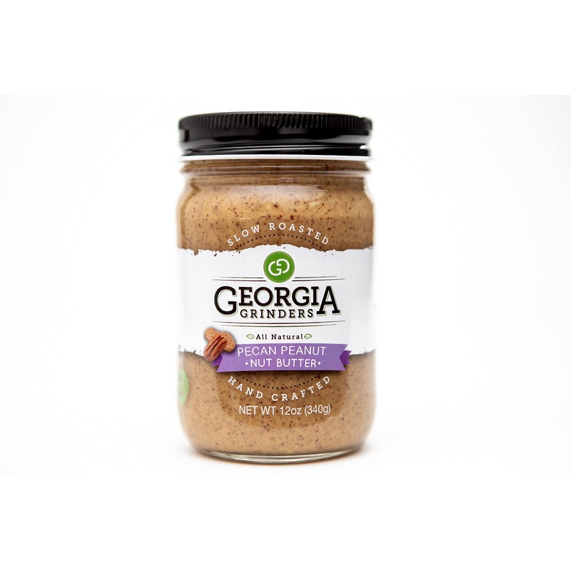 Georgia Grinders Pecan-Peanut Nut Butter 12Oz (6Ct); Made Using Non-Gmo Georgian Grown Peanuts And Pecans, Vegan, Kosher, Gluten