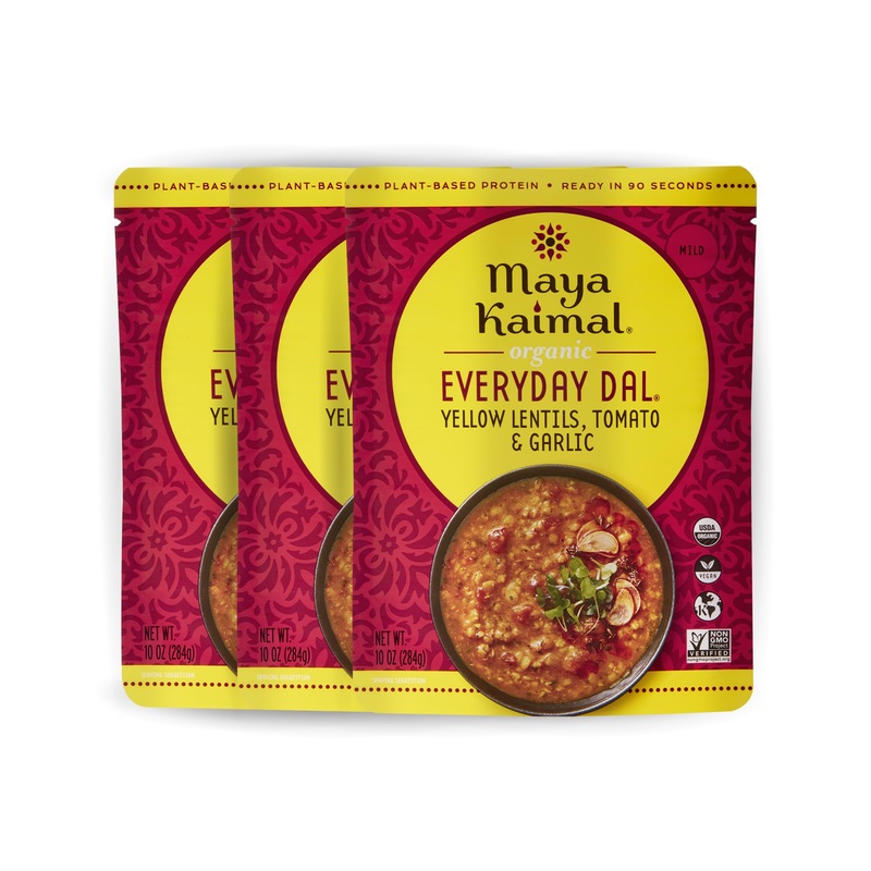 Maya Kaimal Foods Organic Indian Everyday Dal (Pack Of 3) – Fully Cooked Ready To Eat Meals W/Yellow Lentils, Tomato & Garlic –