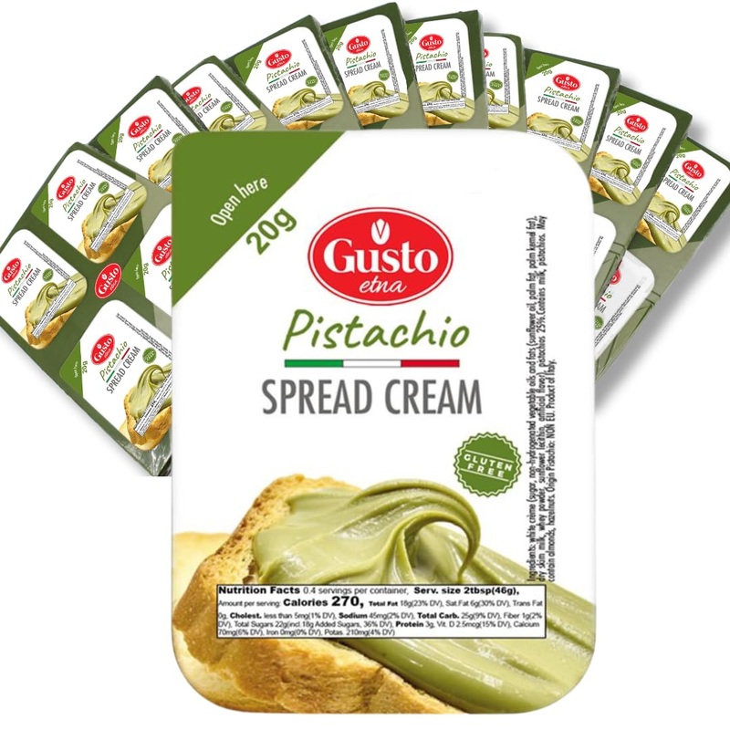 Pistachio Cream Cups, 40 Cups, Sweet Pistachio Spread, Gluten-Free, Convenient Mini Cups, Authentic Italian Product, 20 G Each
