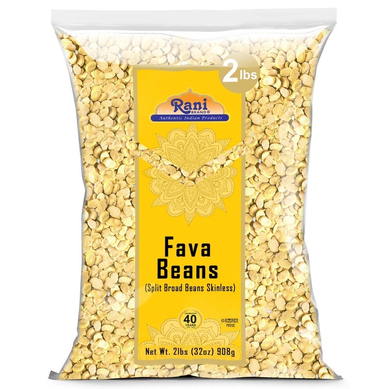 Rani Fava Beans (Split Broad Beans Skinless) 32Oz (2Lbs) 908G ~ All Natural | Gluten Friendly | Non-Gmo | Kosher | Vegan | Produ