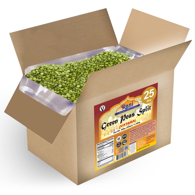 Rani Green Peas Split, Dried (Vatana, Matar) 400Oz (25Lbs) 11.36Kg Bulk Box ~ All Natural | Vegan | Gluten Friendly | Product Of