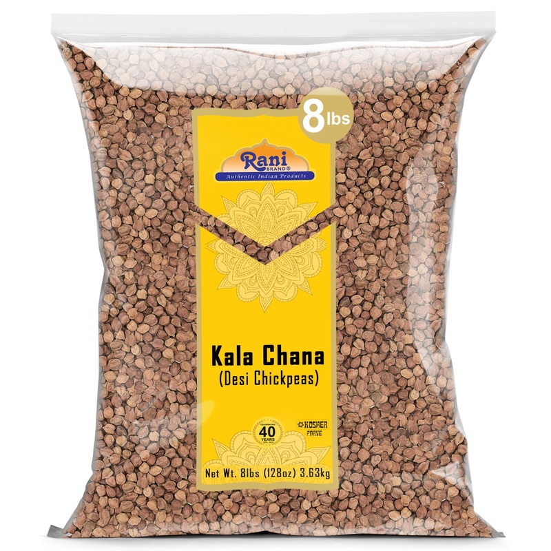 Rani Kala Chana (Desi Chickpeas Chana With Skin) 128Oz (8Lbs) 3.63Kg Bulk ~ All Natural | Gluten Friendly | Non-Gmo | Kosher | V