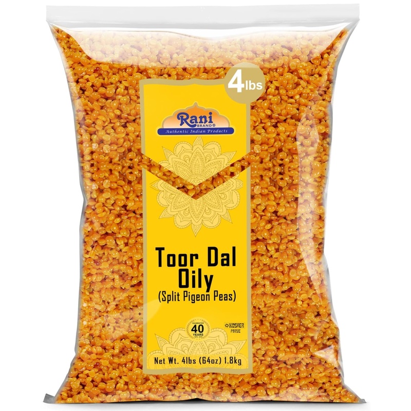 Rani Toor Dal (Split Pigeon Peas) Oily, 64Oz (4Lbs) 1.81Kg Bulk ~ All Natural | Gluten Friendly | Non-Gmo | Vegan | Indian Origi