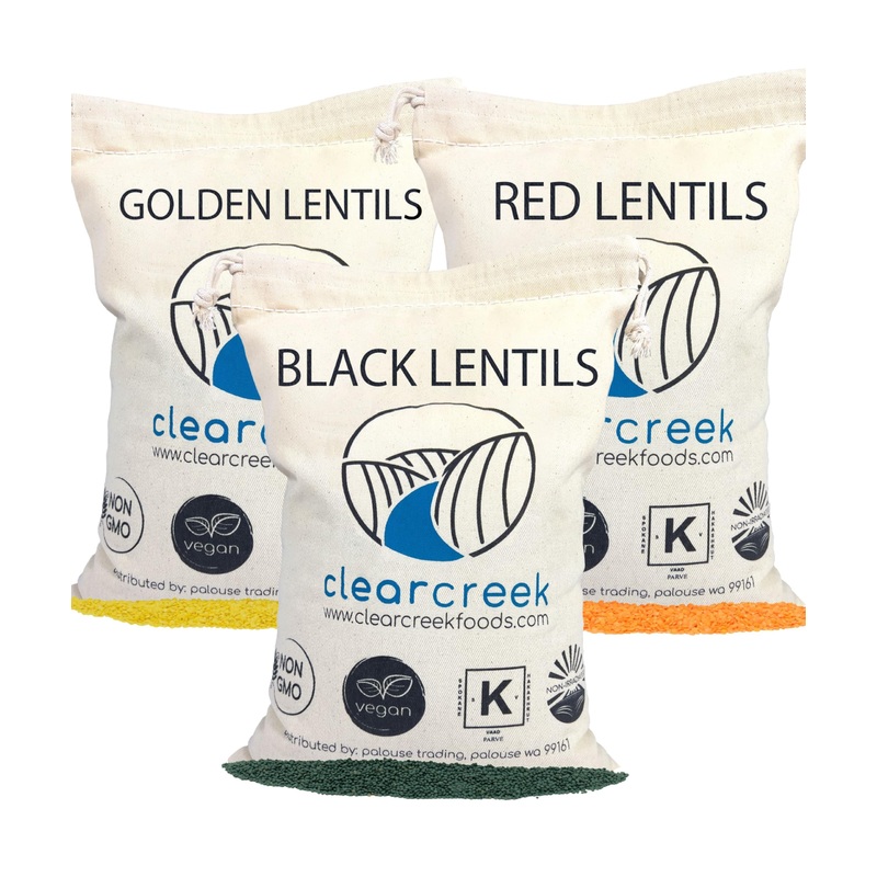 Red Lentils | Black Beluga Lentils | Golden Lentils | 12 Lbs Total | Non-Gmo | 100% Non Irradiated | Kosher | Usa Grown | Vegan